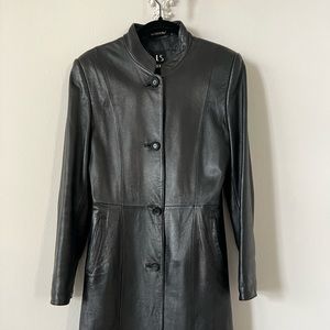 Black Genuine Leather Jacket, knee length